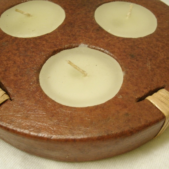 Pottery Triple Tealite Candle handmade in Bali - Picture 6 of 8